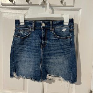 American Eagle Denim Skirt, Size 4, Super Stretch, Washed Blue